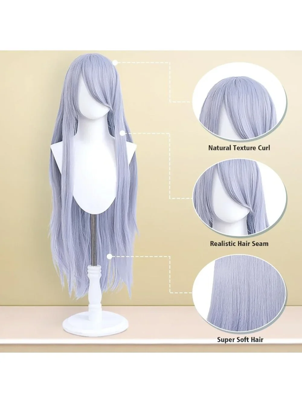 Women's Light Grey 100 Cm Heat Resistant Universal Straight Costume Long Wigs